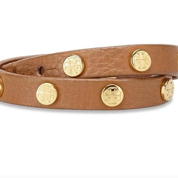 VEUC Tory Burch Camel Leather Bracelet with Gold Accents Preloved. Just Lovely - Picture 2 of 3